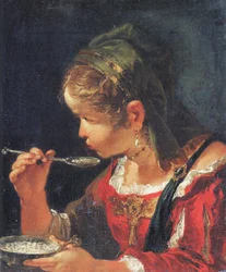 Mädchen, das Brei isst